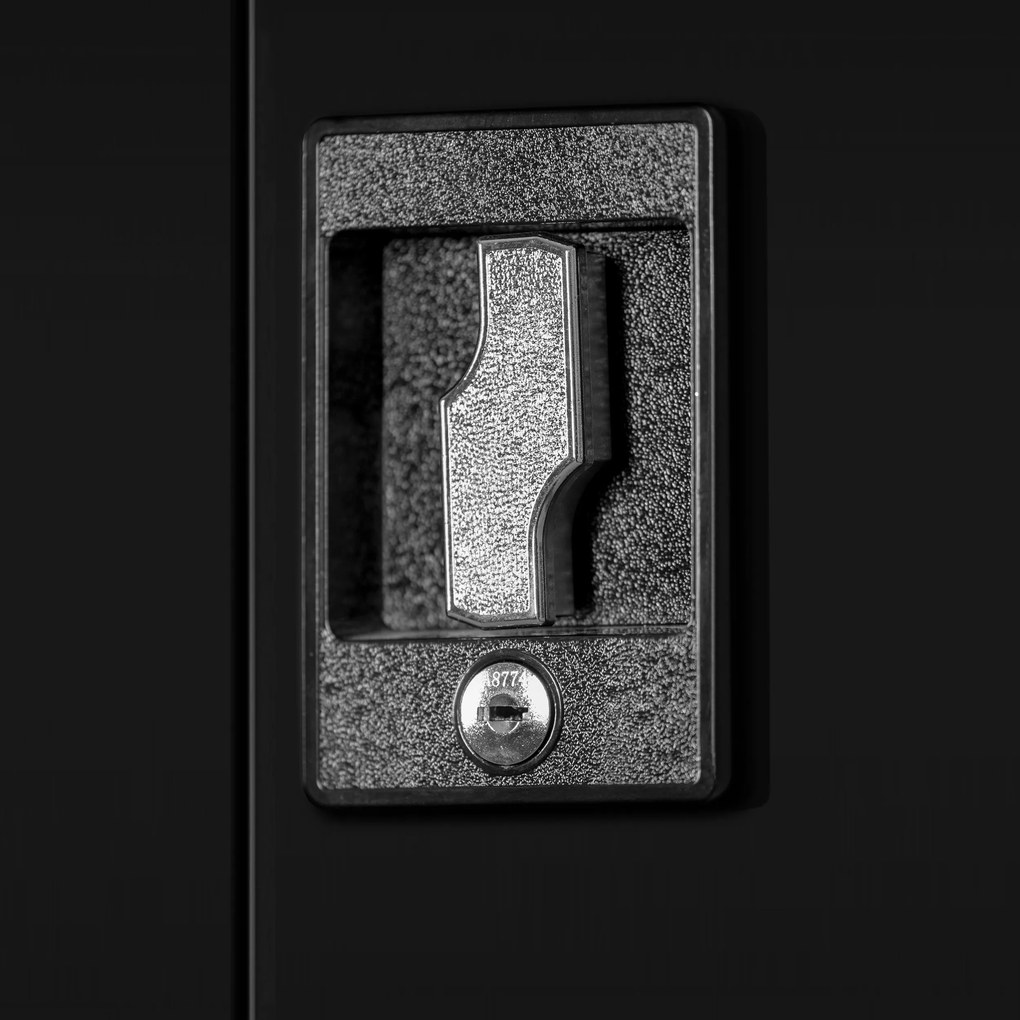 Szafa warsztatowa na narzędzia z tablicami perforowanymi czarna, 920x1850x500 mm: BRUNO All Black
