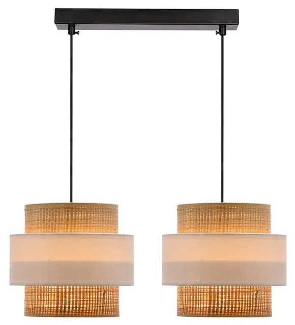 Biało-naturalna lampa wisząca z rattanowym kloszem ø 20 cm Rattan – Candellux Lighting