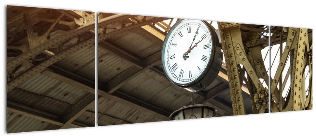 Obraz - Zegar na dworcu (170x50 cm)