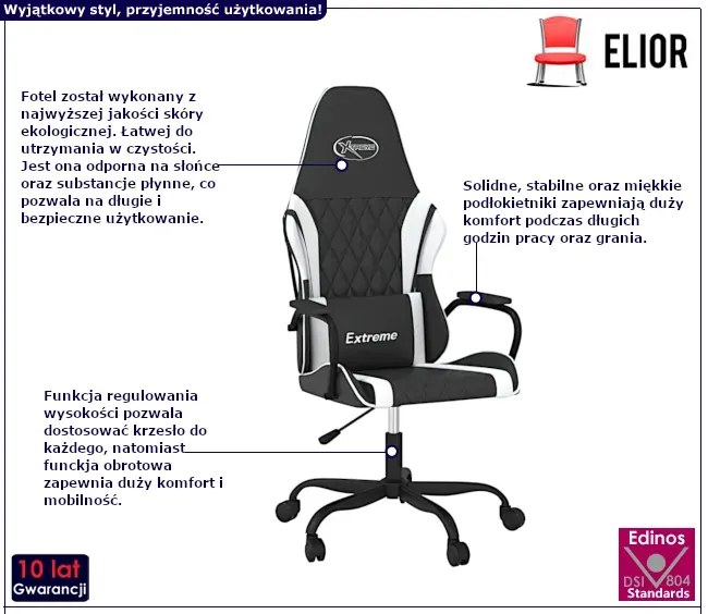 Czarno-biały fotel gamingowy B1-L40