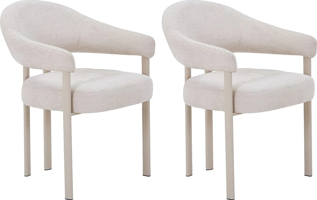 Zestaw 2 krzeseł z teksturowanej tkaniny i metalu - Beżowy - ALORINA