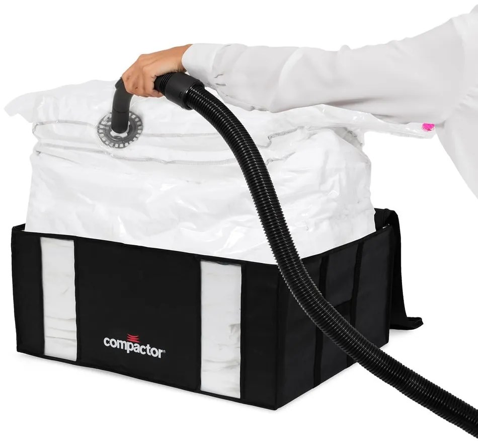 Tekstylne pojemniki do przechowywania ubrań zestaw 2 szt. próżniowe/usztywniane 50x65x27 cm Black Edition – Compactor