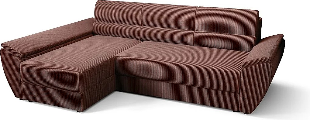 BEDANTE Narożnik L REBI L3 Poso 29 Lewostronny z funkcją spania, koralowy, kształt L, sofa z pojemnikiem, skrzynia na pościel