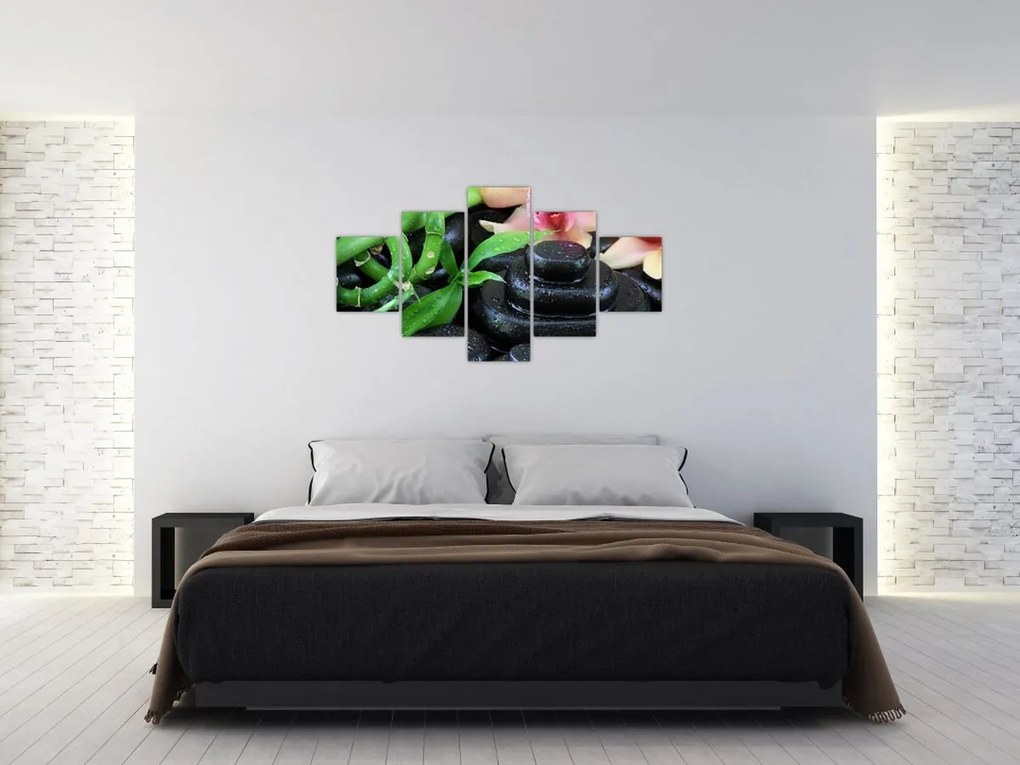 Obraz - Kamienie i orchidee (125x70 cm)