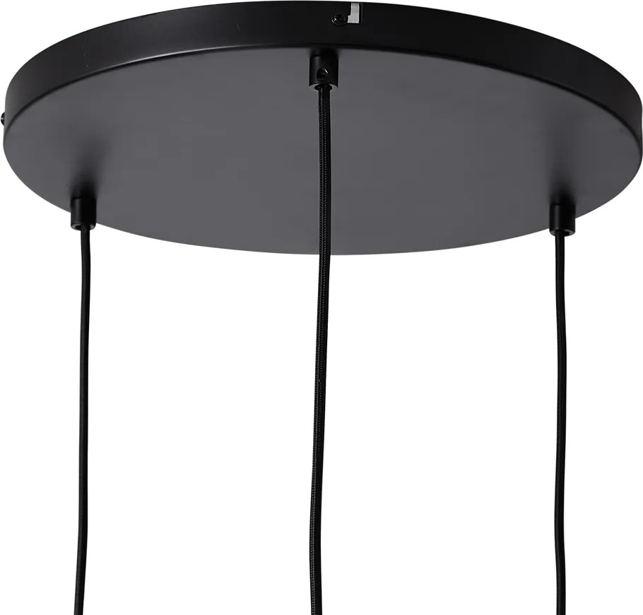 Retro Lampa Wisząca Czarna z Pomarańczowym Szkłem 3-punktowa - Denise