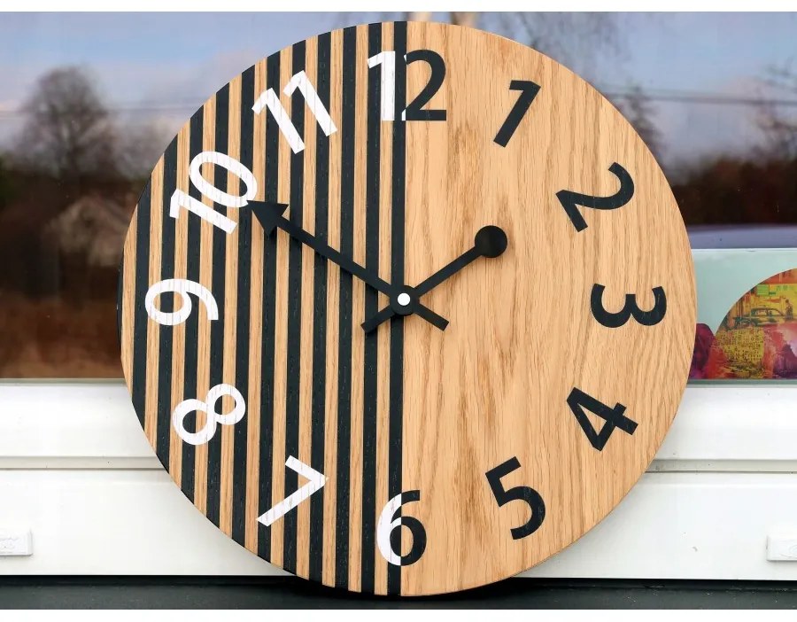 Zegar na ścianę nowoczesny drewniany z cichym mechanizmem okrągły solidny