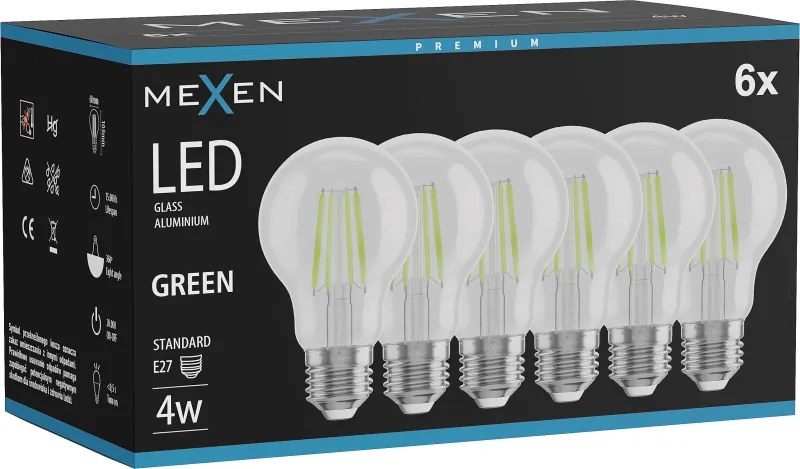 Mexen Vintis 6x żarówka filament LED E27, A60, 4W, 55 lm, green - L150-E27-04XX-46x06