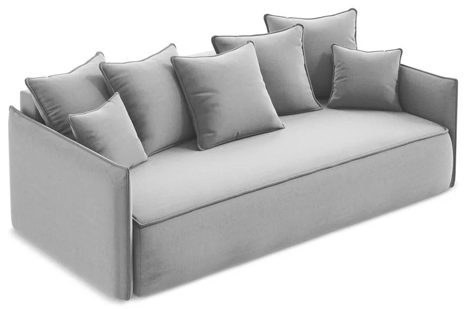 Jasnoszara aksamitna rozkładana/ze schowkiem sofa 225 cm Hula – Makamii