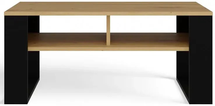 Ława Z Lamelami I Półką Dąb Artisan + Czarny T2-B31