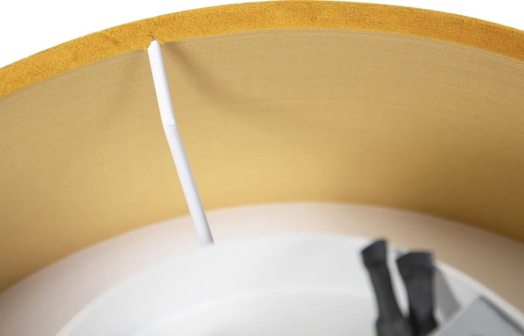 Nowoczesna lampa sufitowa żółta ze złotym wnętrzem 30 cm - Drum