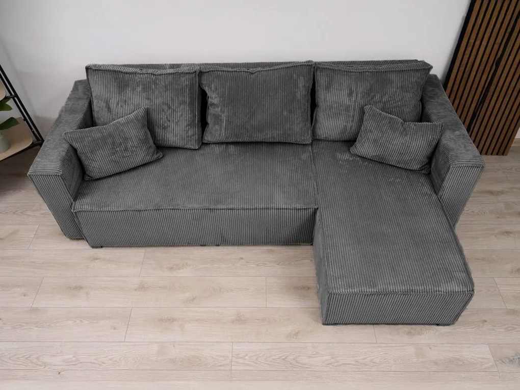 Rozkładana narożna sofa SMART COSARO szara, dwustronna + 2 poduszki GRATIS