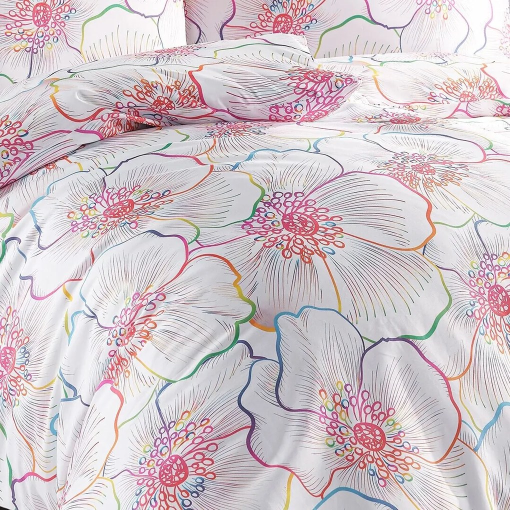 BedTex Pościel satynowa Bloom, 160 x 200 cm, 2x 70 x 80 cm, 160 x 200 cm, 2 szt. 70 x 80 cm