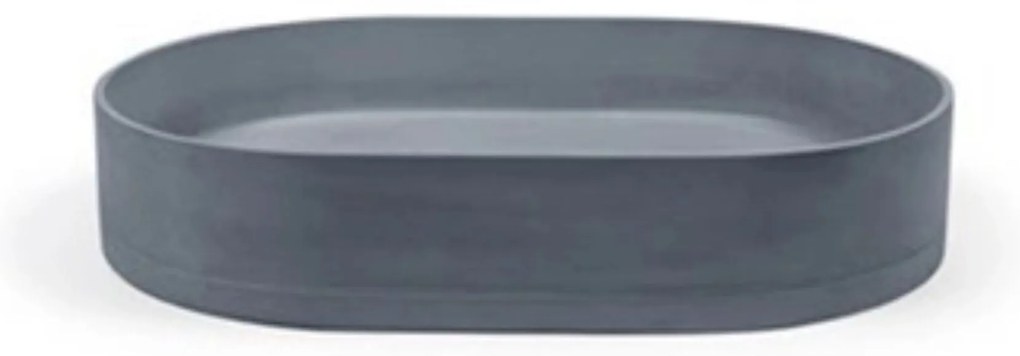 Umywalka betonowa nablatowa owalna 58 x 36 cm bez otworu na baterię BLAR Blue Jeans