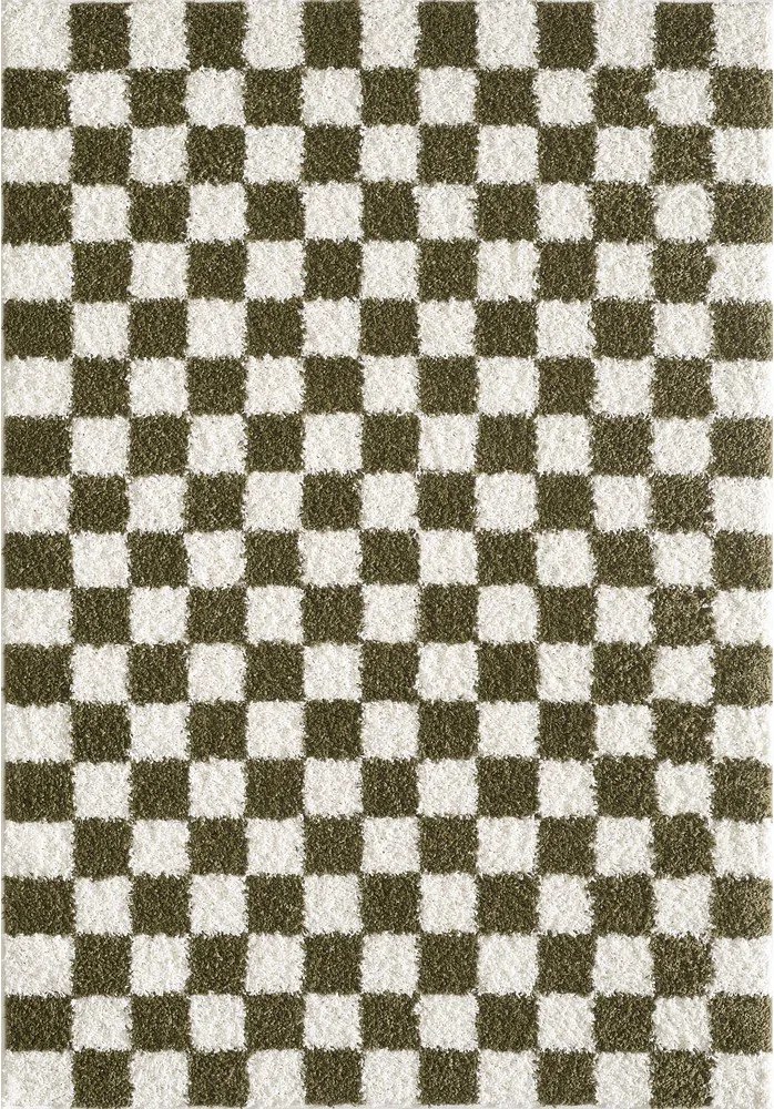 Ciemnozielony/kremowy dywan 120x170 cm Grida – ESTE