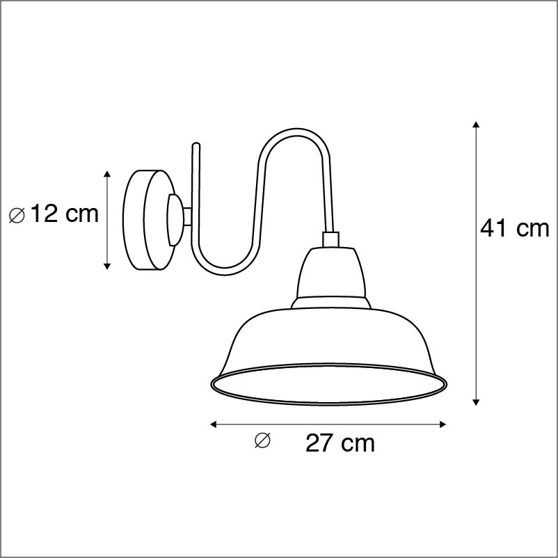 Industrialna lampa ścienna rdzawe z złotym wnętrzem - Factory