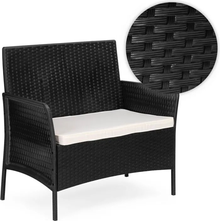 Zestaw mebli ogrodowych Livora 118 - 2 krzesła, sofa i stolik kawowy, kolor czarny