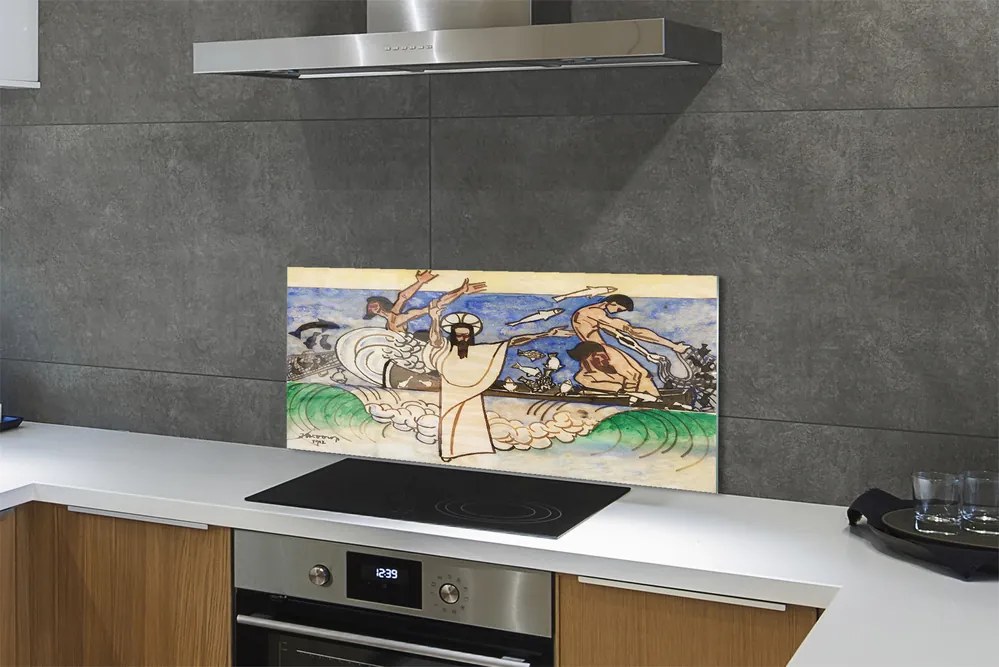Szklany Panel Szkic Jezus morze
