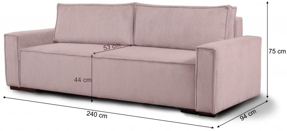 Trzyosobowa sofa z taboretem SMART SET, jasnoróżowa