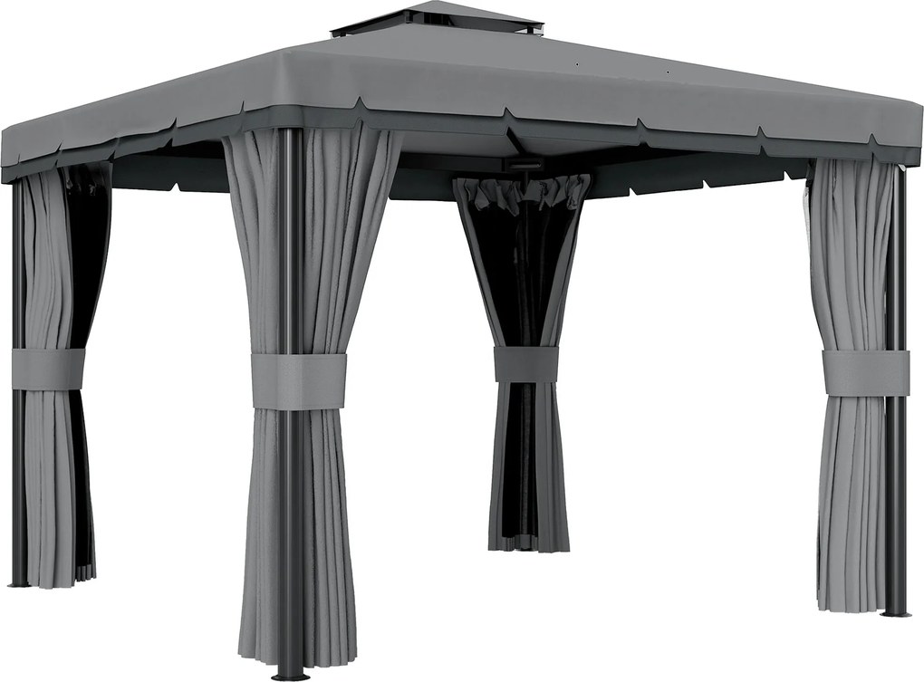 Outsunny Pawilon ok. 3x3 m wodoodporny stabilny odporny na zimę pawilon ogrodowy z podwójnym dachem moskitiera na zamek | Aosom PL