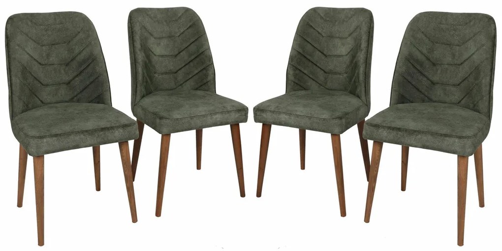 Zestaw krzeseł do jadalni Dallas Dark Green and Brown, 4 szt., 4 szt.