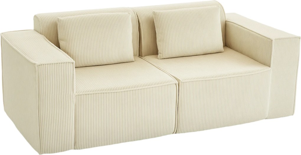 HOMCOM Sofa 3-osobowa, miękka pianka, szerokie podłokietniki, 2 poduszki, tapicerka manchester, beżowa