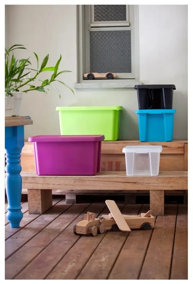 Niebieski pojemnik do przechowywania z pokrywą Curver Essentials, 45 l