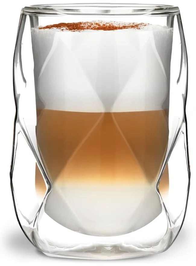 Zestaw 2 szklanek z podwójną ścianką do latté Vialli Design Geo, 250 ml