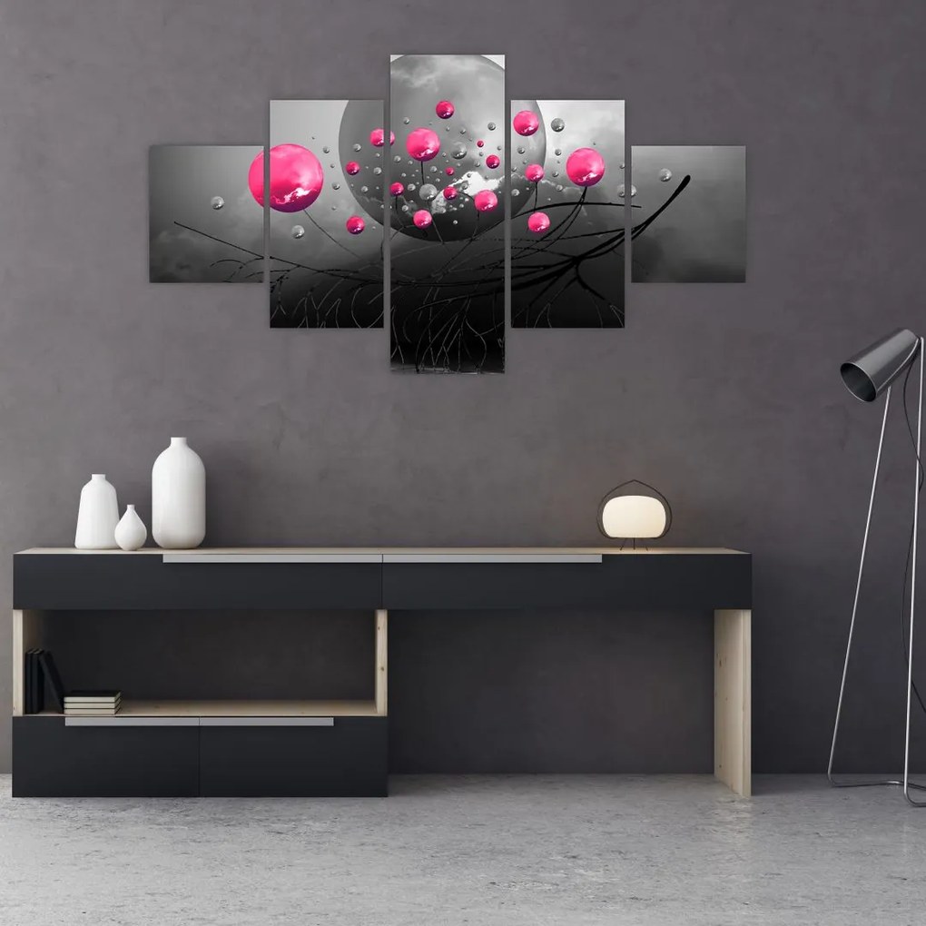 Obraz różowych abstrakcyjnych kul (125x70 cm)