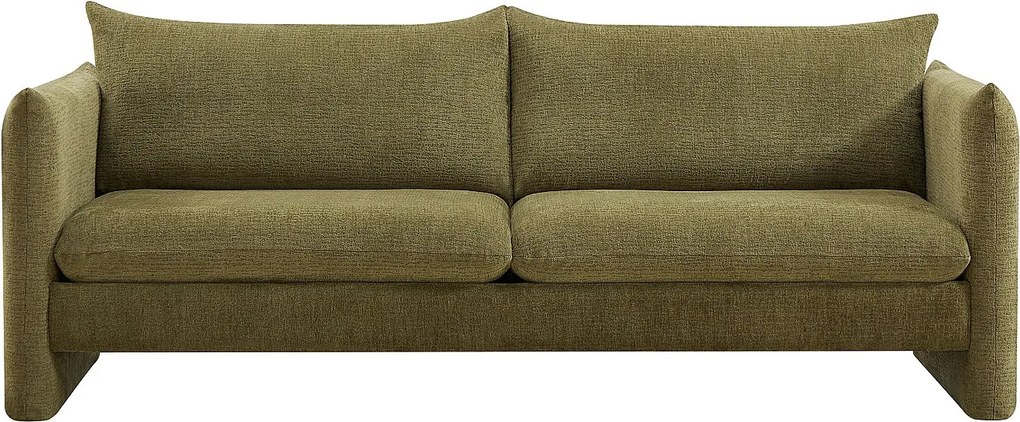 Kanapa 3-osobowa z zielonej tkaniny szenilowej GORAZI