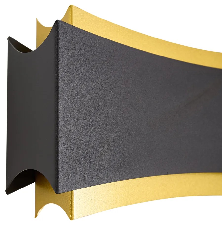 Nowoczesna lampa ścienna czarna ze złotem - Plats