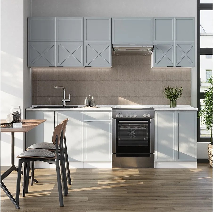 Aneks kuchenny jasnoniebieski/szary/biały 240x60x81.6 fame-line