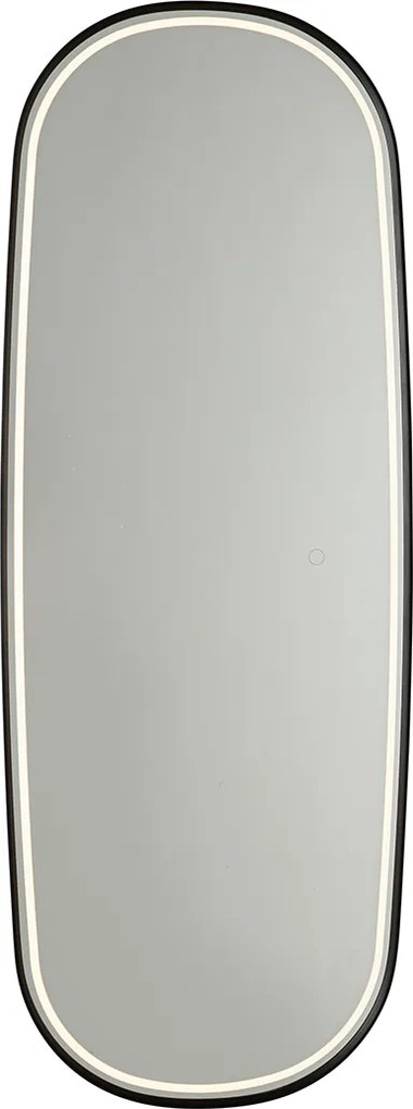 Nowoczesne lustro łazienkowe czarne z oświetleniem LED i ściemniaczem dotykowym - Geraldien