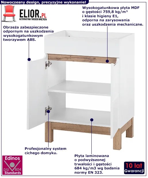 Szafka z umywalką Marsylia 7S 60 cm - Biały połysk