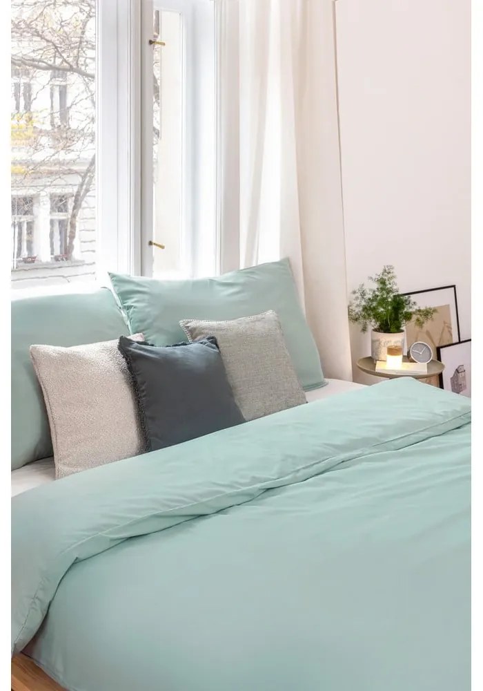 Zielona pościel dwuosobowa z mikrosatyny 200x200 cm Basic – Bonami Essentials