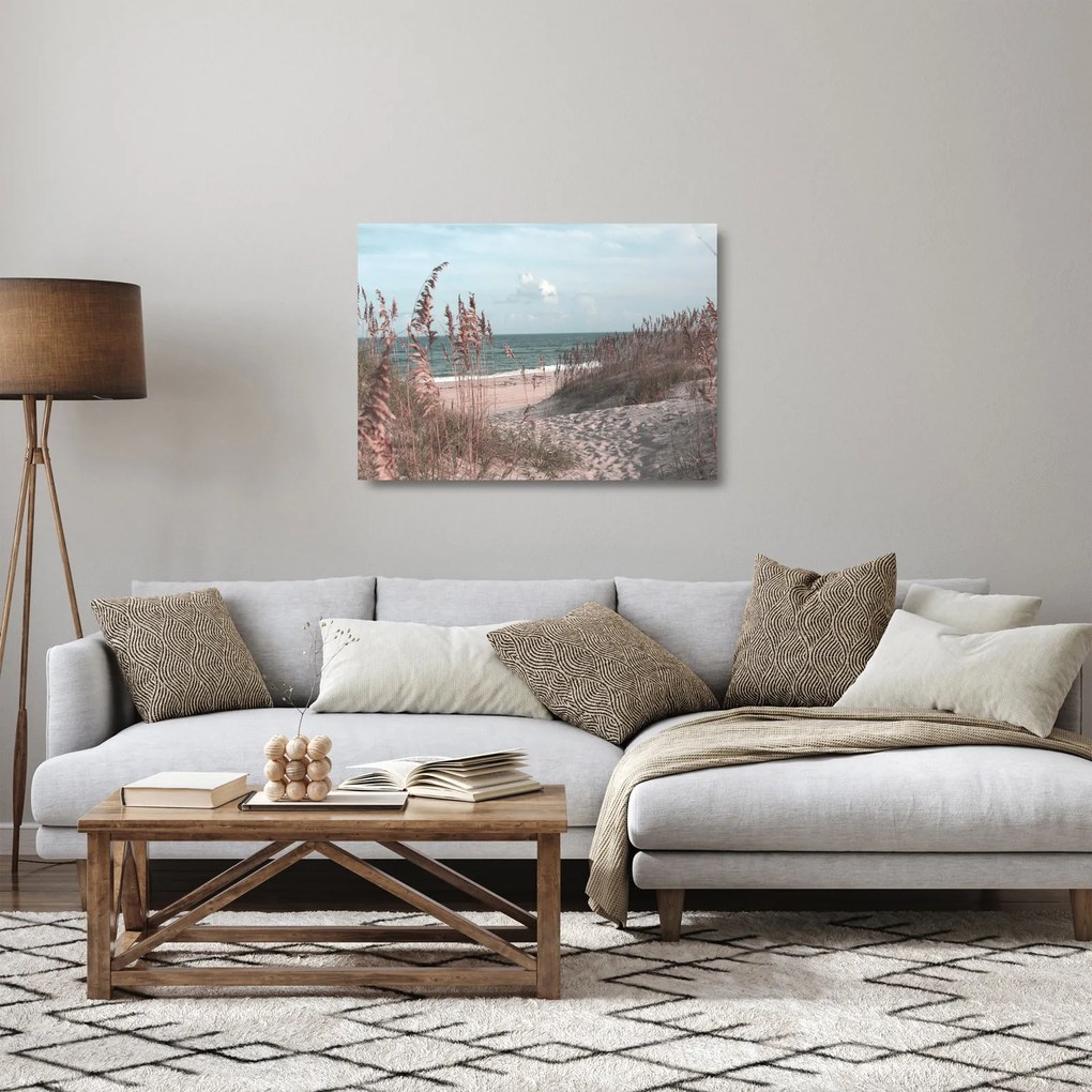 Obraz na szkle - Różowa plaża (70x50 cm)