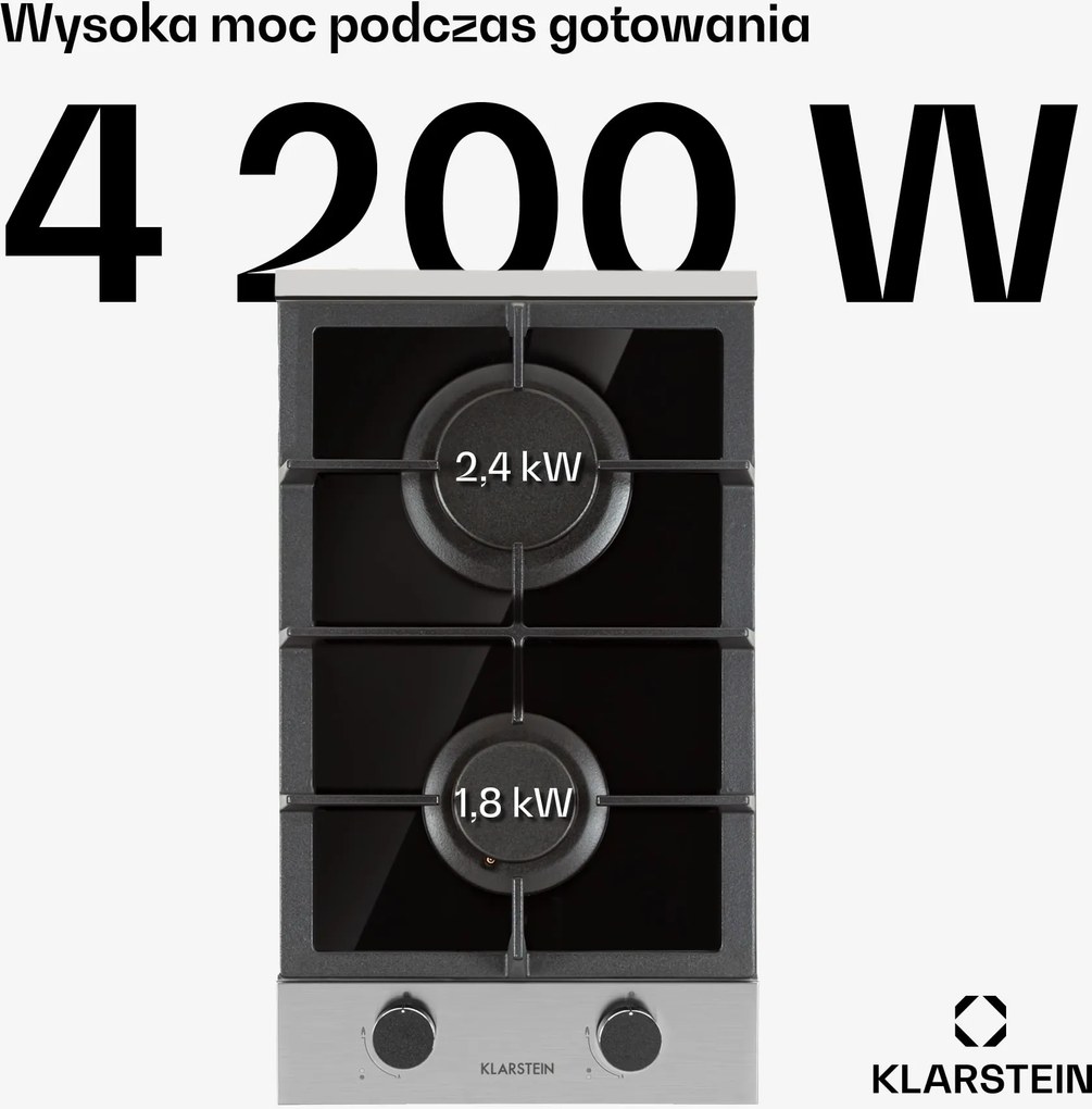 Klarstein Alchemist 30cm Płyta gazowa 2 palniki Srebrny