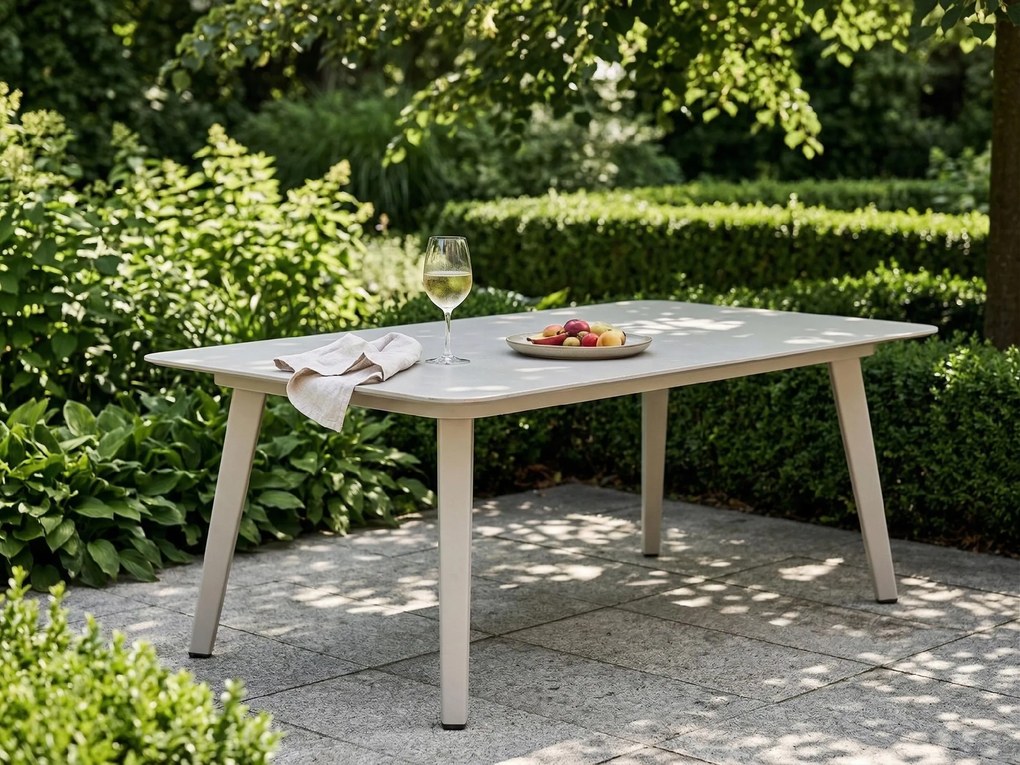 Stolik ogrodowy aluminiowy beżowy 120x60x43 cm lekki wytrzymały tarasowy