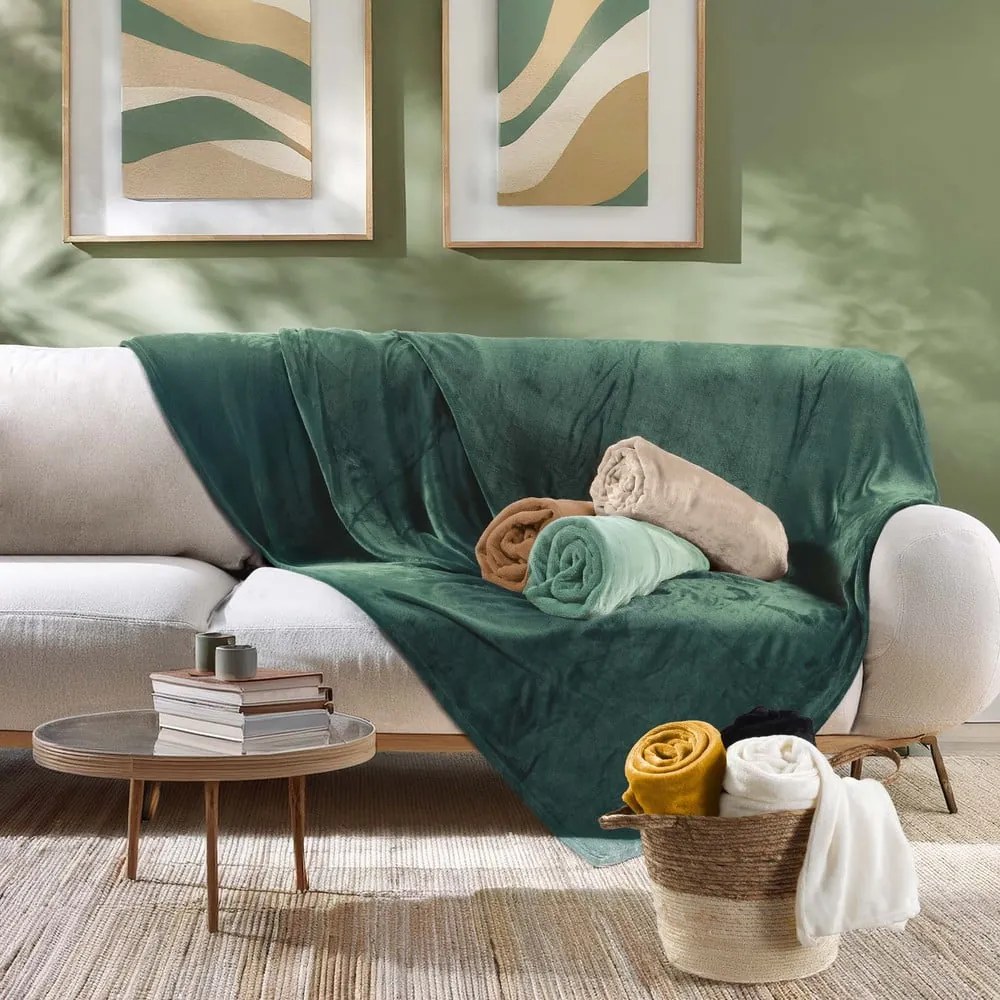 Niebieski koc z mikfroflaneli 125x150 cm Flanou – douceur d'intérieur