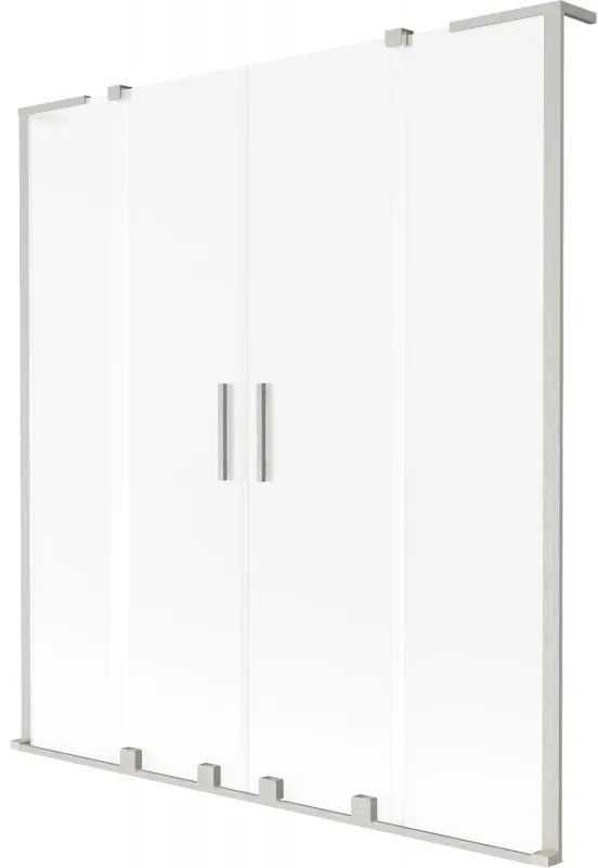 Mexen Velar L Duo parawan nawannowy 2-skrzydłowy rozsuwany 160 x 150 cm, szron, nikiel szczotkowany - 896-160-003-32-97