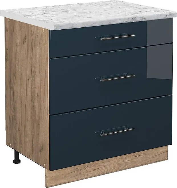 Szafka dolna do kuchni ciemnoniebieski wysoki połysk 80x60x82 fame-line