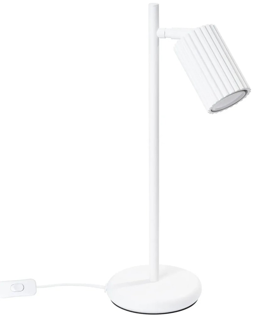 Lampa biurkowa KARBON biała ryflowana SOLLUX  LIGHTING