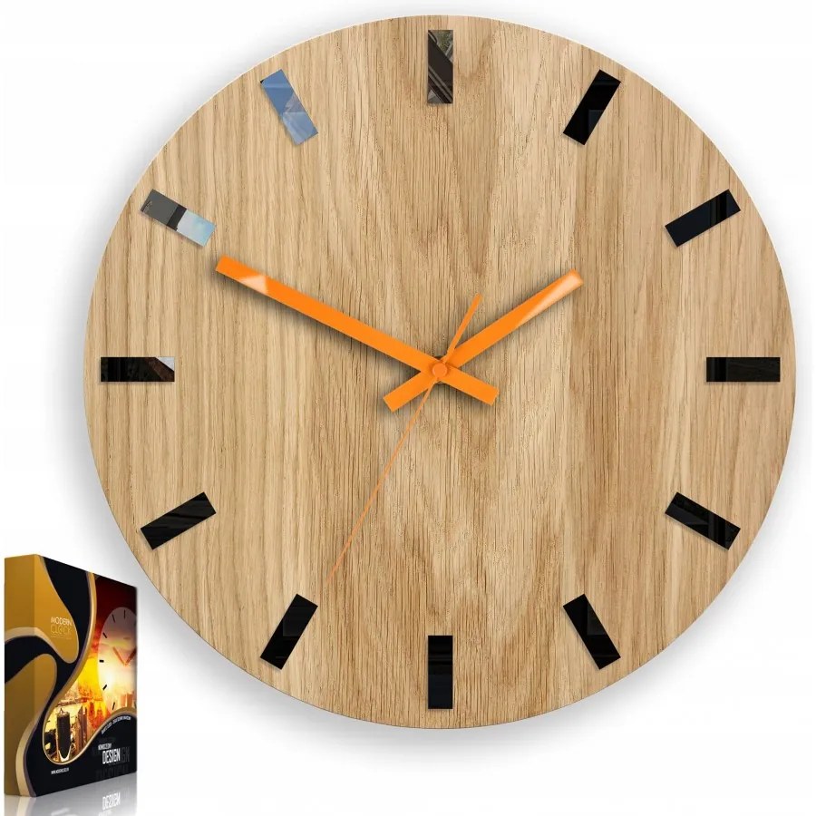Zegar na ścianę nowoczesny drewniany z cichym mechanizmem okrągły solidny