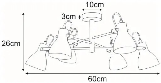 Loftowy żyrandol z ruchomymi kloszami - S599 R3-F54
