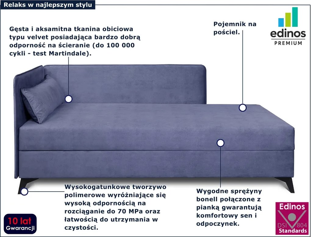 Niebieski tapczan z pojemnikiem B9-T67