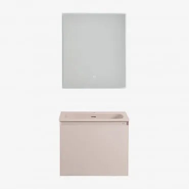 Zestaw Wiszących Mebli Łazienkowych Zintegrowany Z Umywalką Macrae Nature & Prostokątna Lampa Led I Przeciwmgielna 60x70 Cm Riben & - Sklum