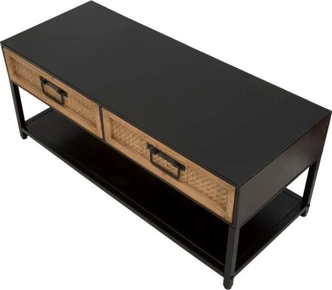 Czarno-naturalna metalowa szafka pod TV 95x38x38 cm Hanoi – Mauro Ferretti