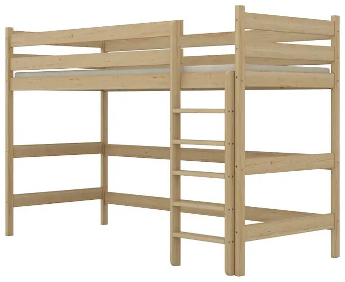 Naturalne drewniane łóżko dziecięce na antresoli - 5 rozmiarów D9-P33