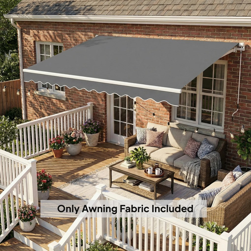 Outsunny Zamiennik materiału markizy – osłona przeciwsłoneczna UPF 50+ do ramy 3,5 x 2,5 m, ciemnoszary | Aosom PL