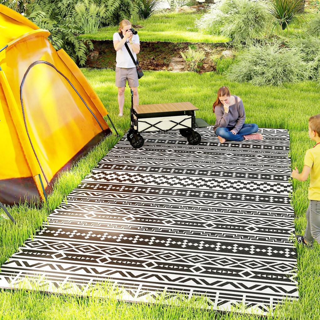 Outsunny Dywan Zewnętrzny Odporny na Warunki Pogodowe, w Stylu Boho, Na Balkon I Do Salonu