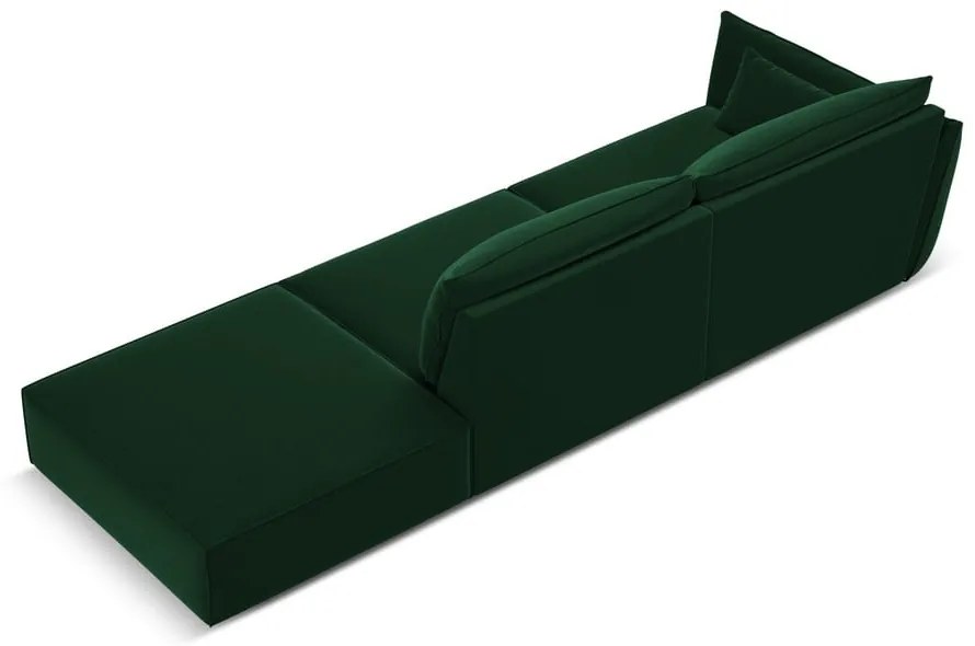Ciemnozielona aksamitna sofa lewostronna 264 cm Vanda – Mazzini Sofas